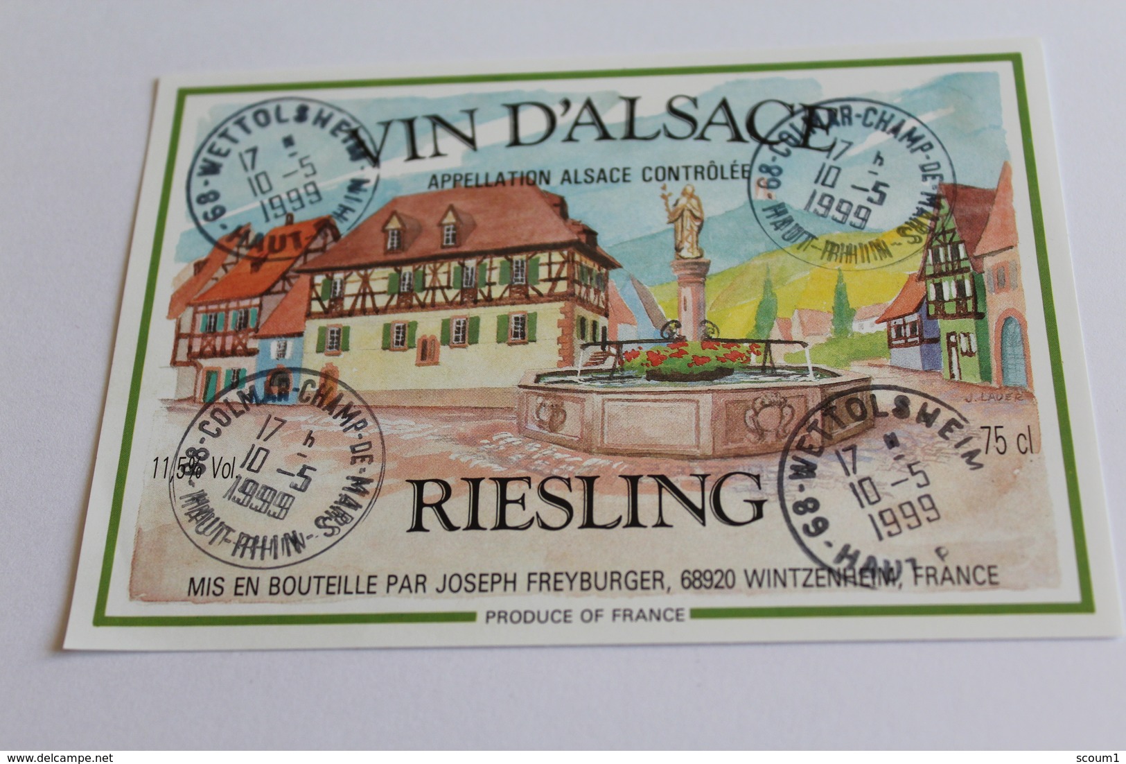 Etiquette Neuve Jamais Servie Vin D Alsace  RIESLING Joseph Freyburger Wintzenheim - Riesling