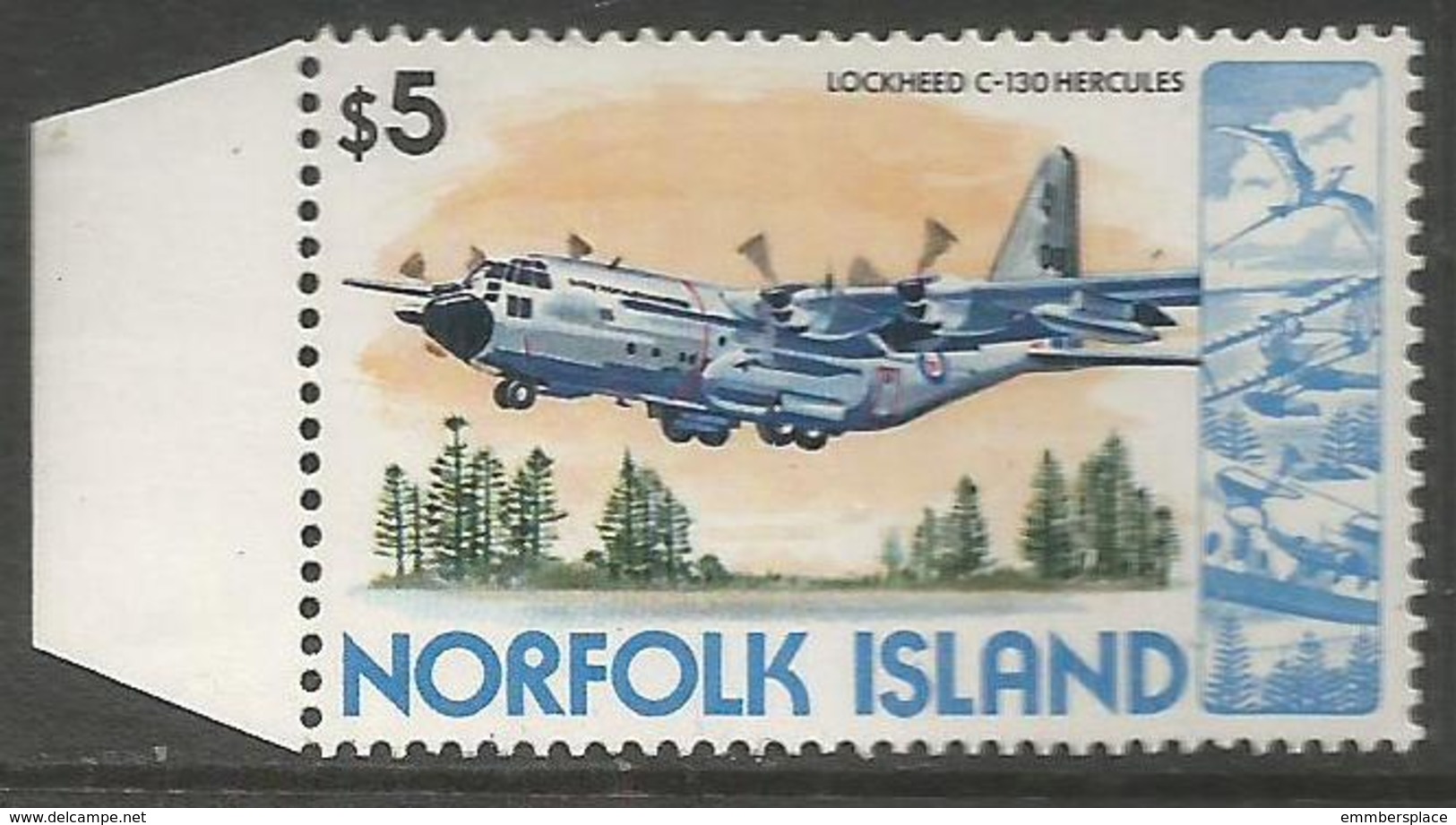 Norfolk Island - 1980 Lockheed Hercules Airplane $5 MNH  **    Sc 271 - Norfolk Island
