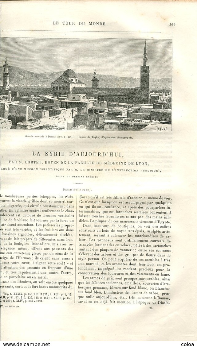 M. LORTET La Syrie D’aujourd’hui Le Tour Du Monde 1882 - 1801-1900