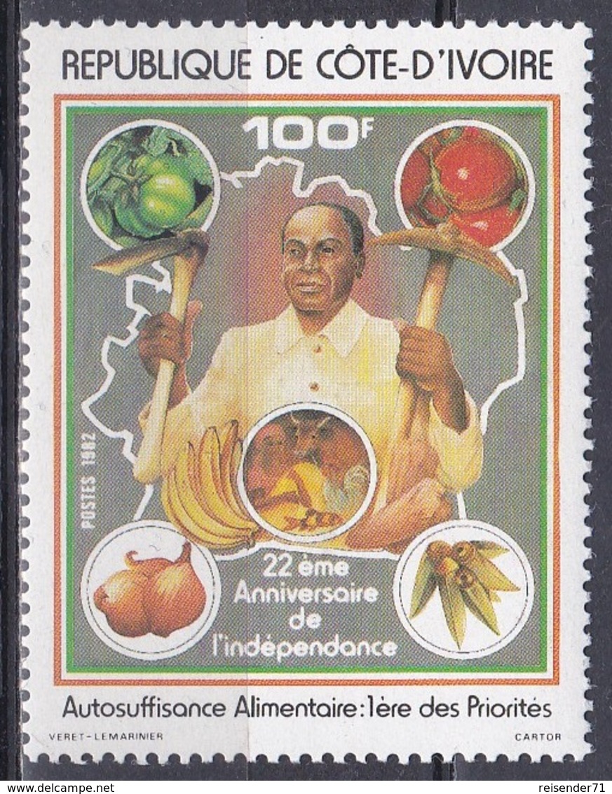 Elfenbeinküste Ivory Coast Cote D'Ivoire 1982 Geschichte History Unabhängigkeit Independence Landwirtschaft, Mi. 761 ** - Côte D'Ivoire (1960-...)