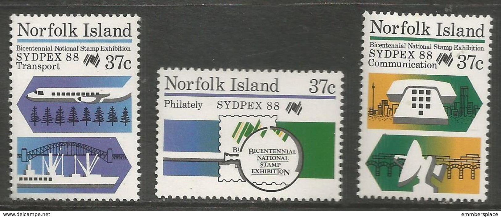 Norfolk Island - 1988 Sydpex 88  MNH  **   SG 444-6   Sc 437-9 - Norfolk Island