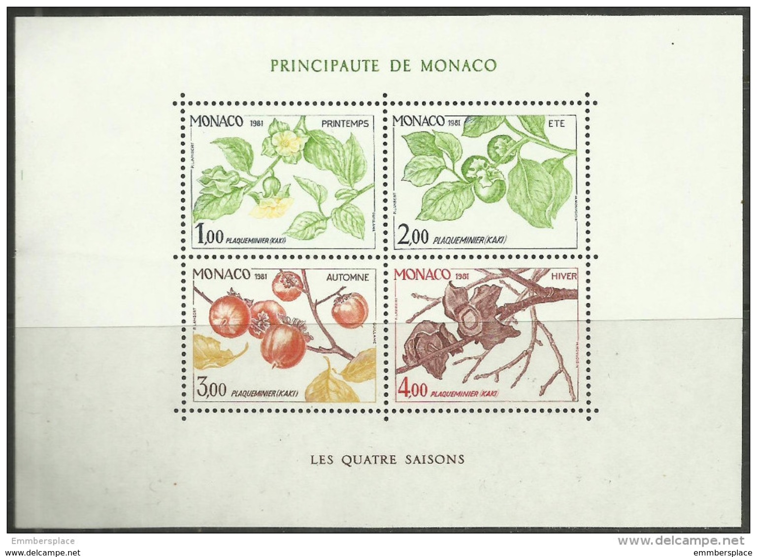 Monaco - 1981 The Four Seasons S/sheet  MNH **   SG 1558a  Sc 1315 - Blocks & Sheetlets