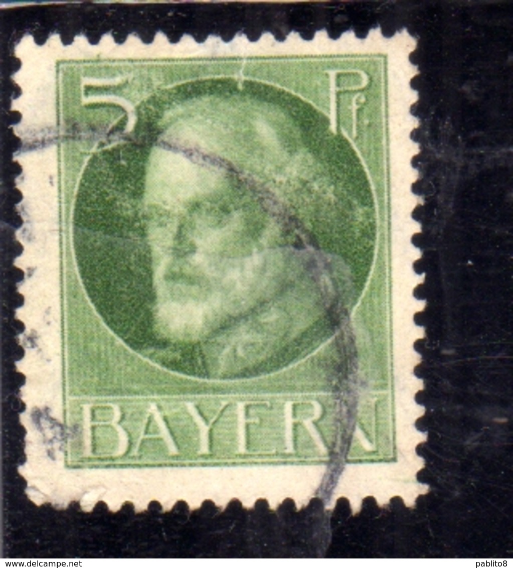 GERMANY GERMANIA GERMAN STATES 1914 1920 BAYERN BAVARIA BAVIERA PRINCE REGENT LUITPOLD PF 5pf USATO USED OBLITERE' - Oblitérés