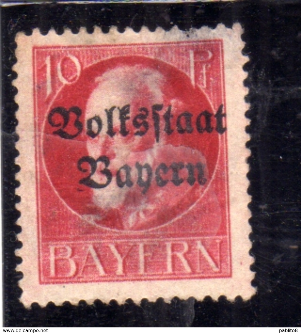 GERMANY GERMANIA GERMAN STATES 1919 BAYERN BAVARIA BAVIERA PRINCE REGENT LUITPOLD OVERPRINTED 10pf USATO USED OBLITERE' - Oblitérés