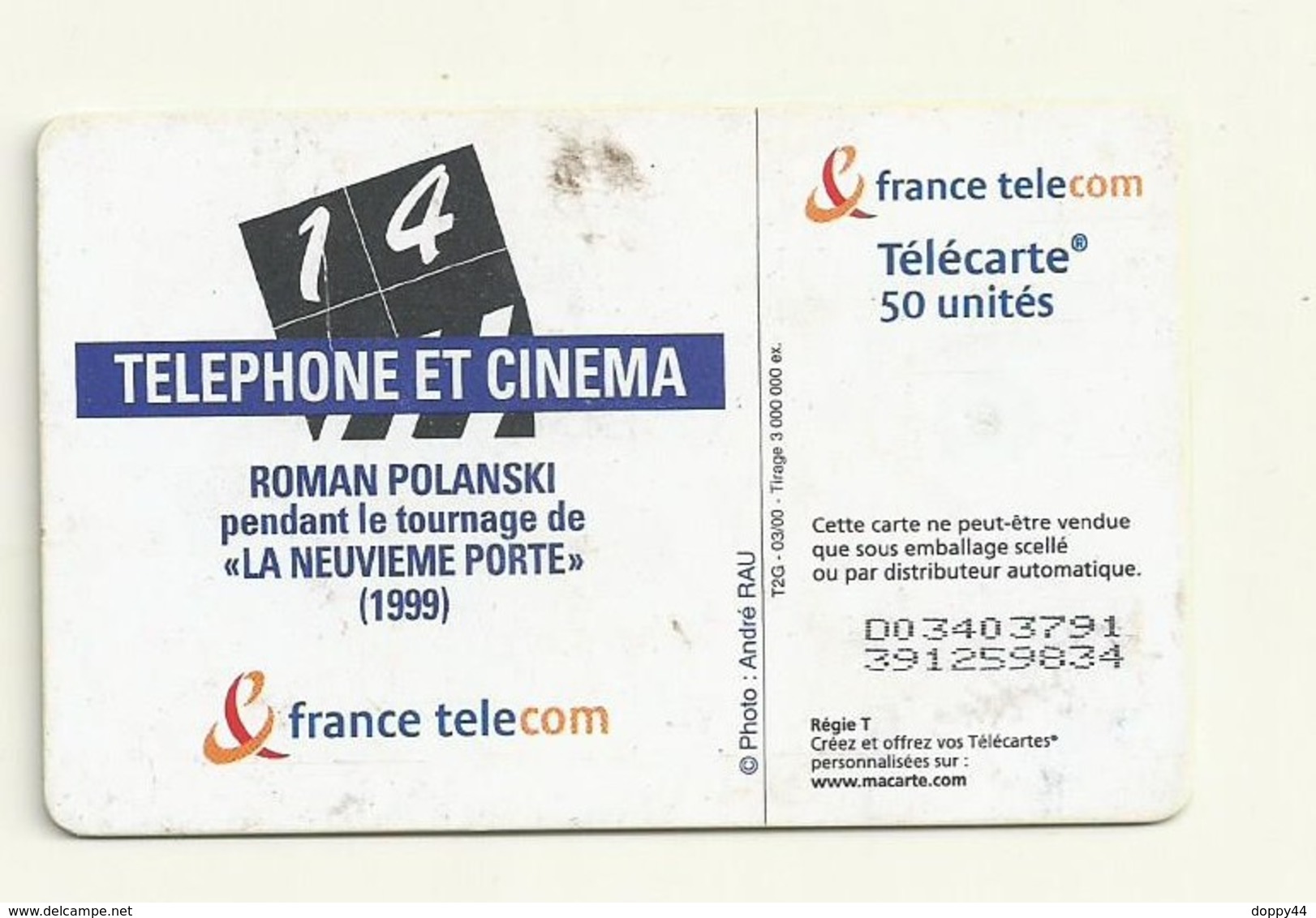 TELECARTE   THEME CINEMA ROMAN POLANSKI - Film