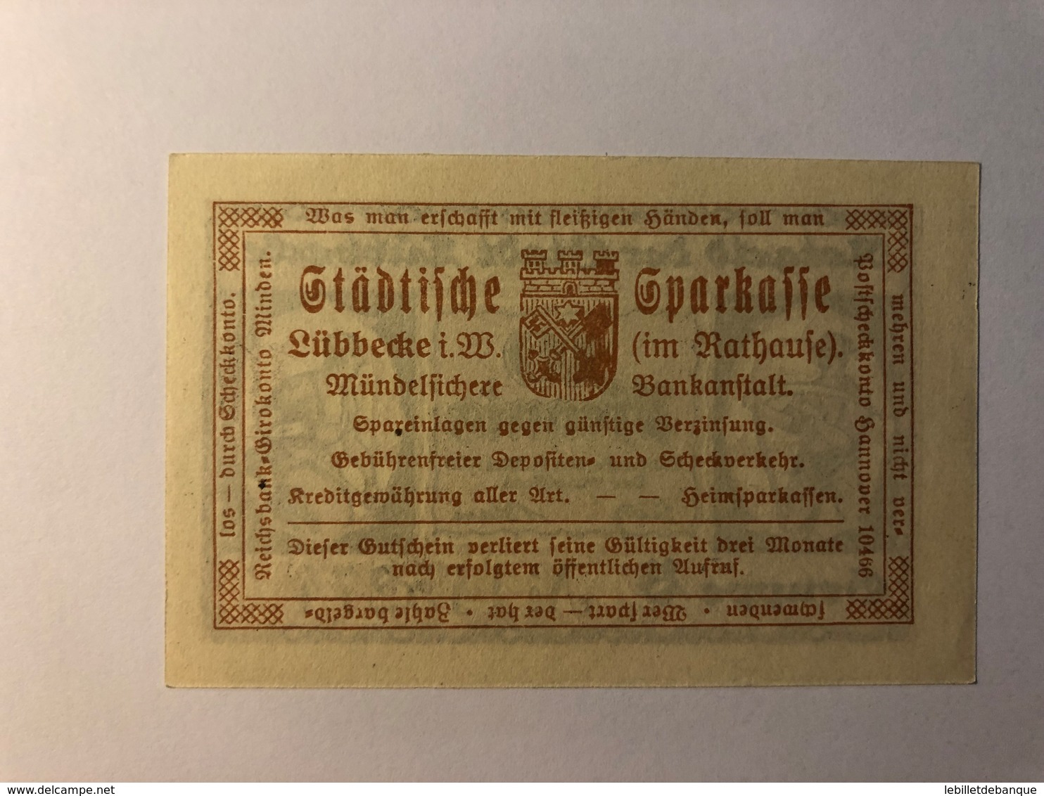 Allemagne Notgeld Lubeck 10 Pfennig - Collections