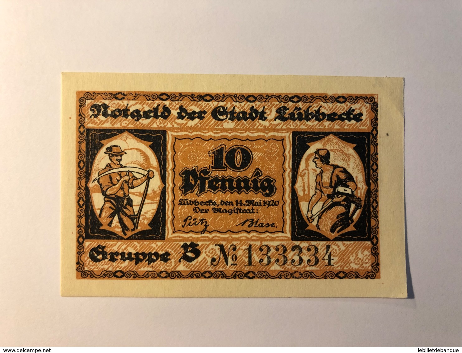 Allemagne Notgeld Lubeck 10 Pfennig - Collections