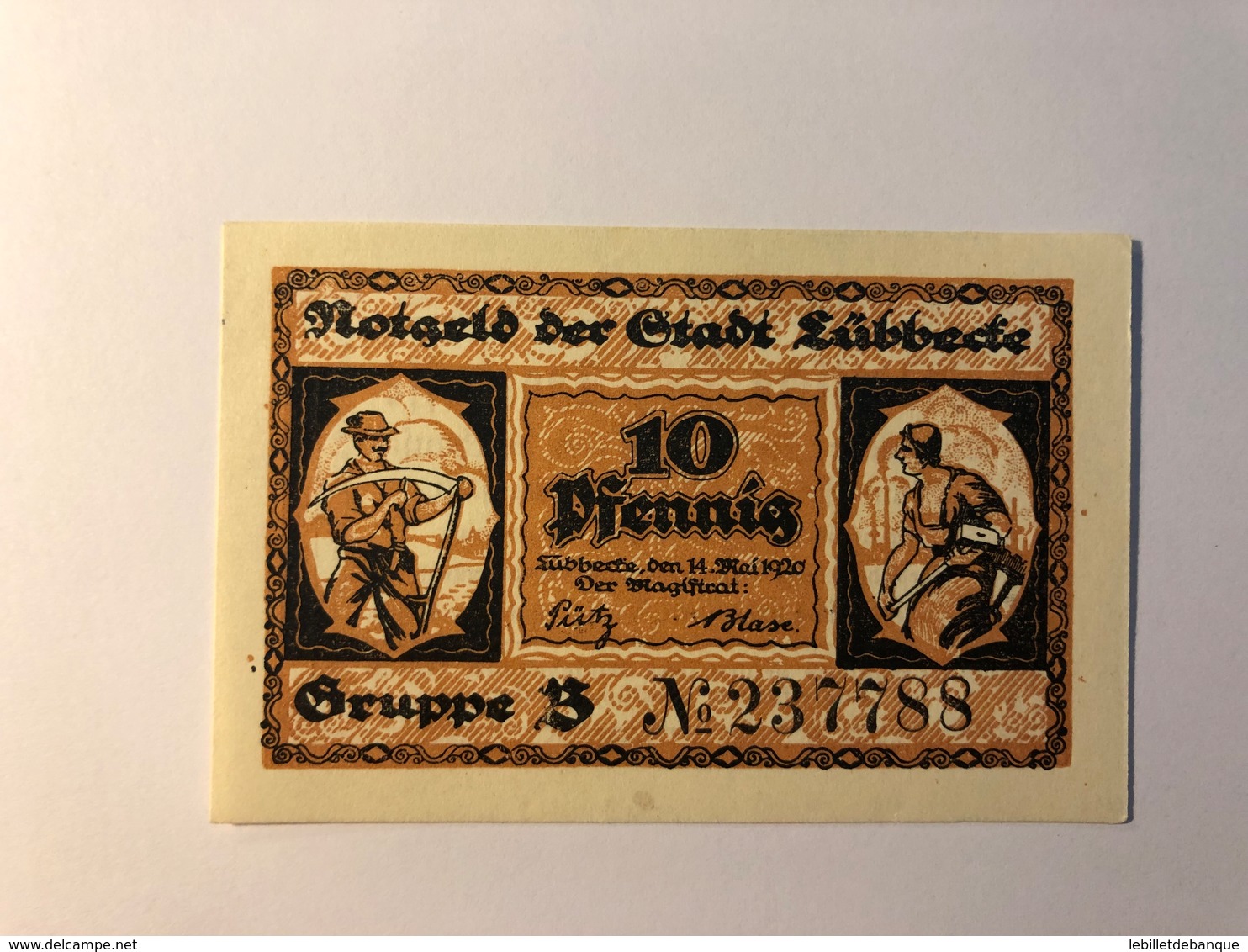 Allemagne Notgeld Lubeck 10 Pfennig - Collections