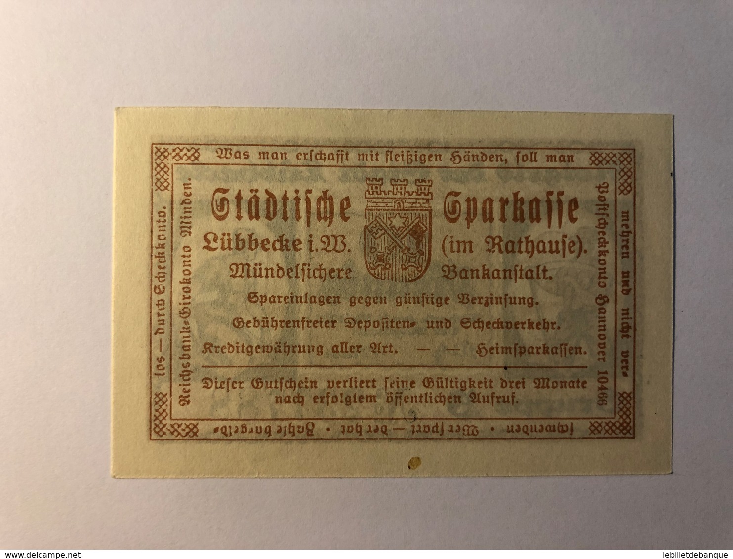 Allemagne Notgeld Lubeck 10 Pfennig - Collections