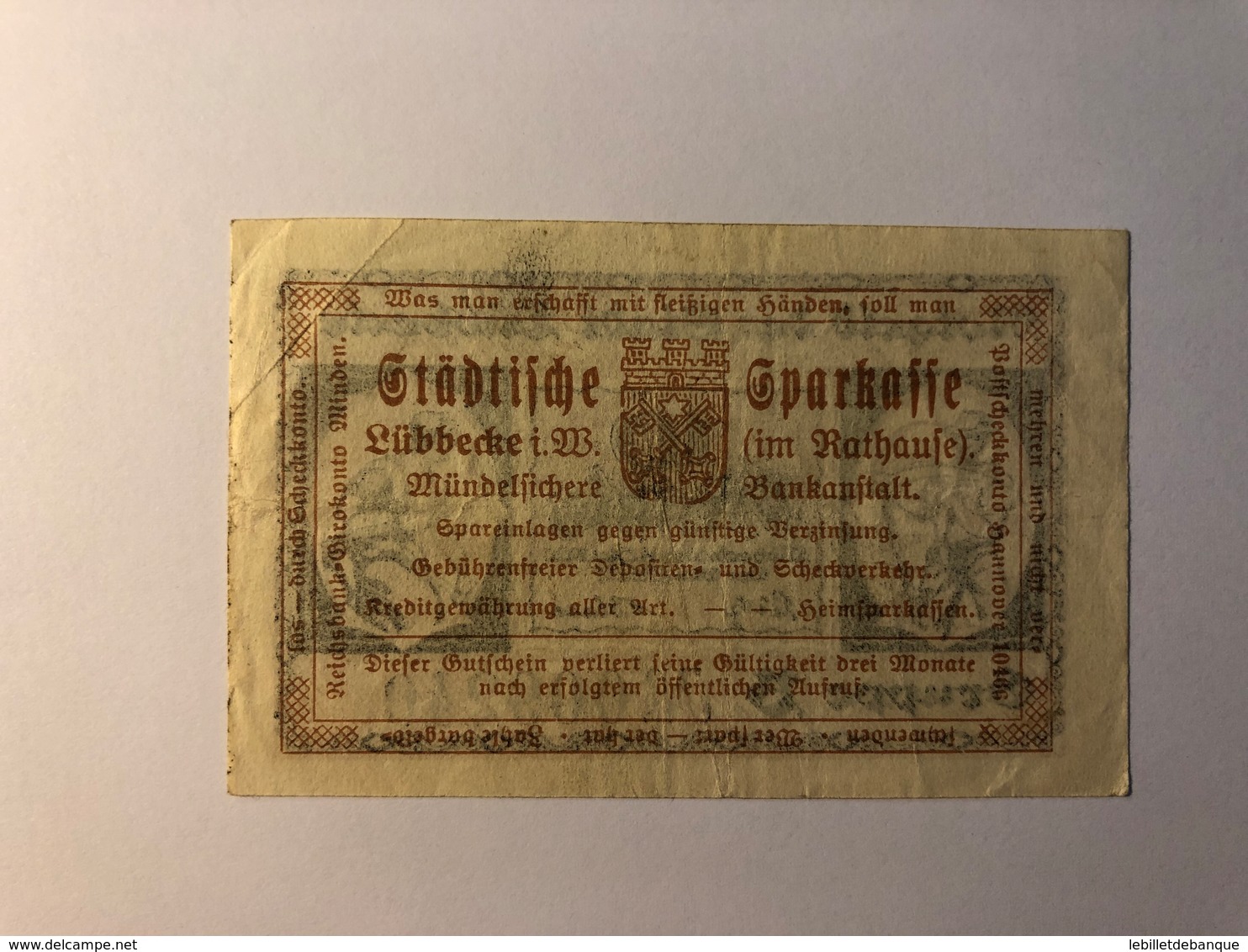 Allemagne Notgeld Lubeck 10 Pfennig - Collections