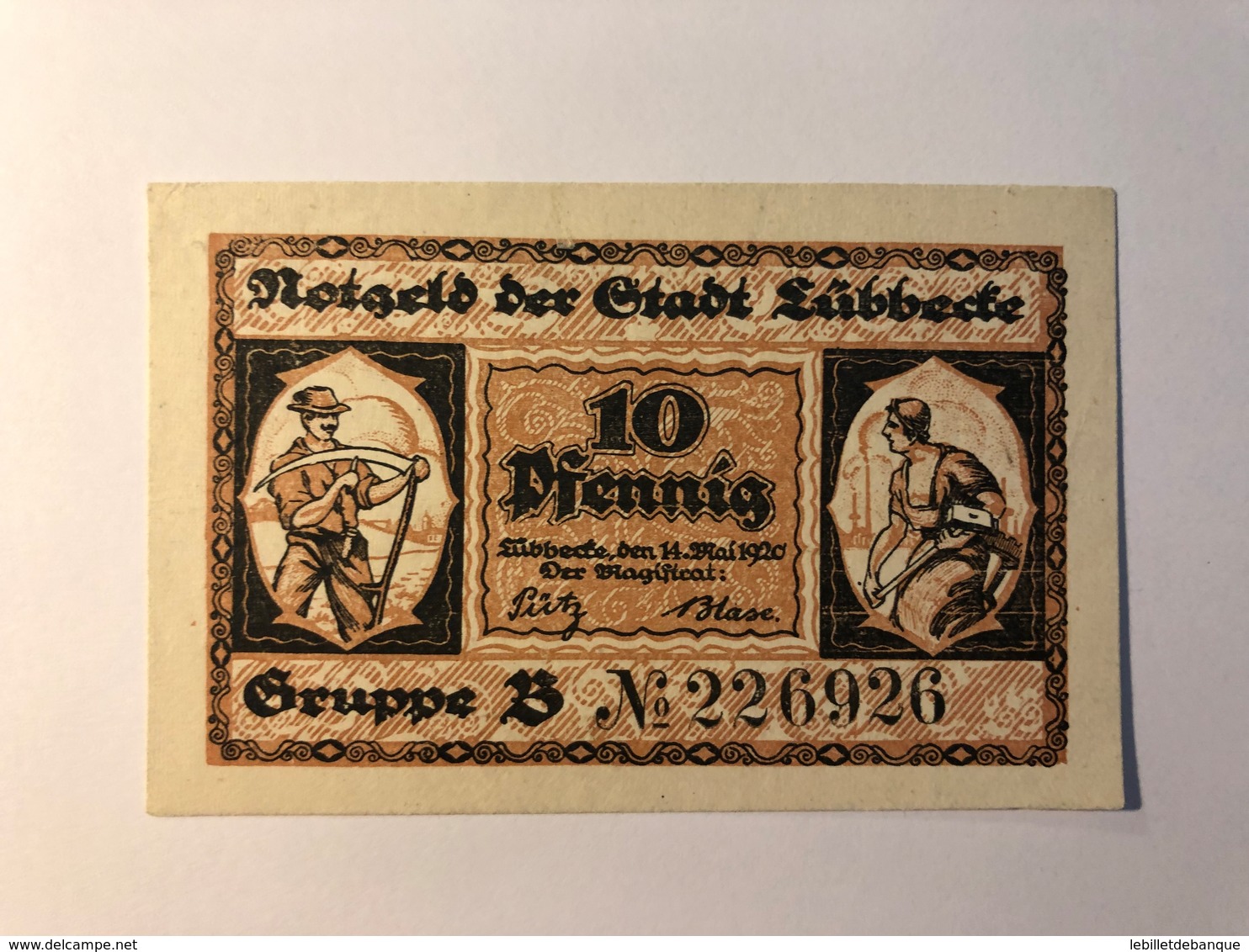 Allemagne Notgeld Lubeck 10 Pfennig - Collections