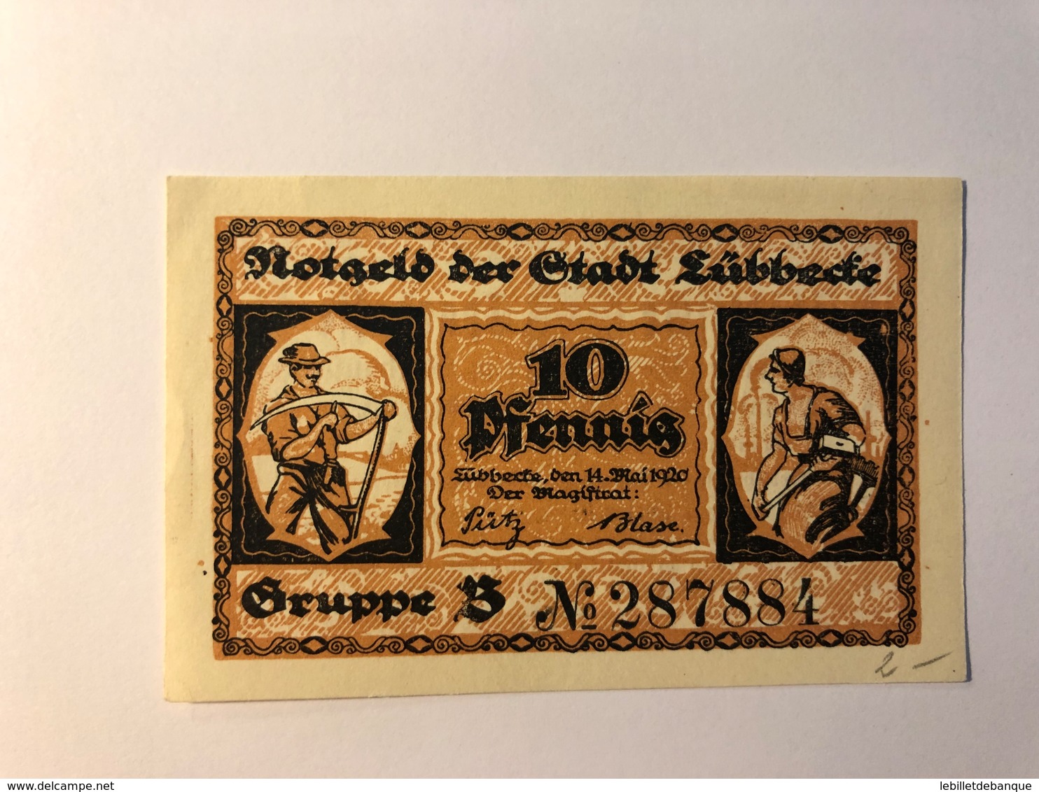 Allemagne Notgeld Lubeck 10 Pfennig - Collections