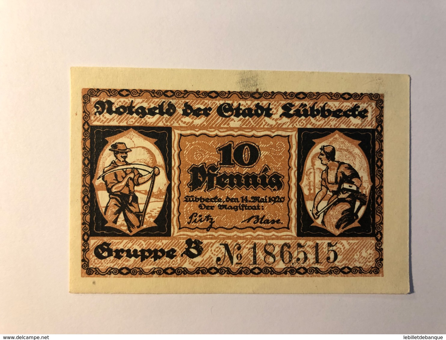 Allemagne Notgeld Lubeck 10 Pfennig - Collections