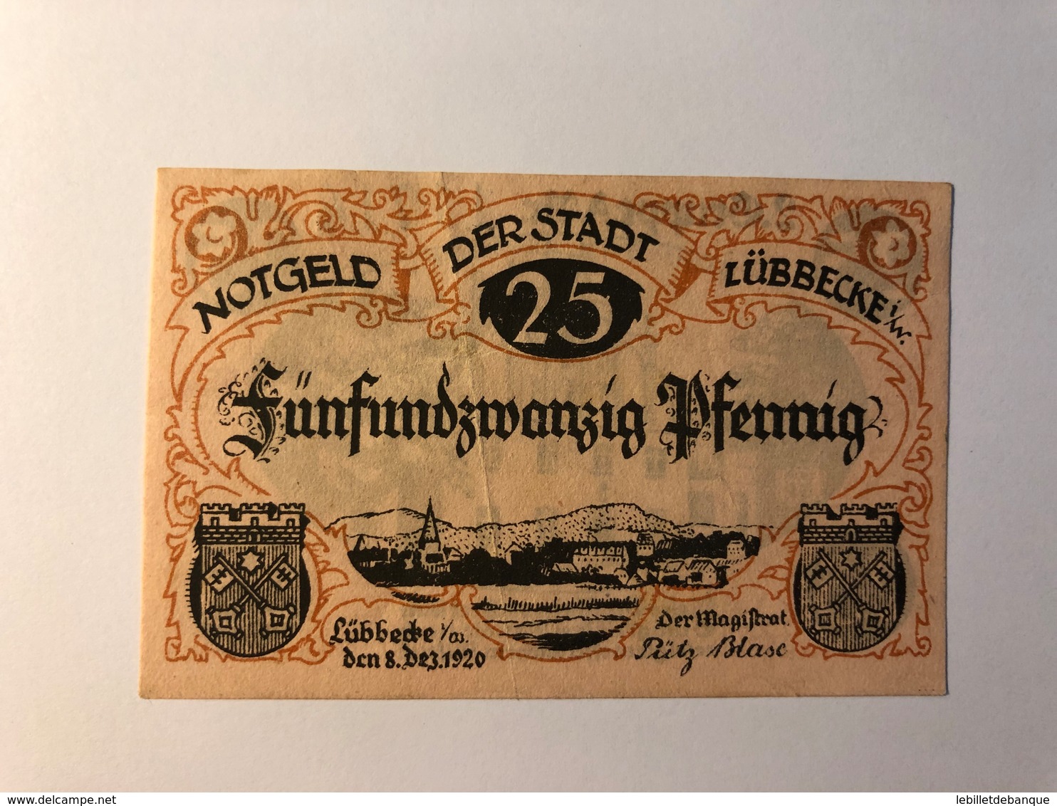 Allemagne Notgeld Lubeck 25 Pfennig - Collections