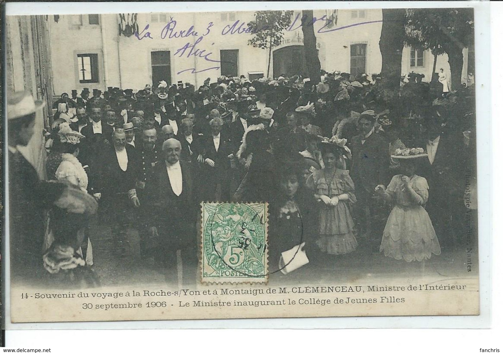 La Roche-sur-Yon-M.Clemenceau, Ministre De L'Interieur,30 Septembre 1906-Le Ministre Inaugurant Le Collège De Jeunes Fil - La Roche Sur Yon