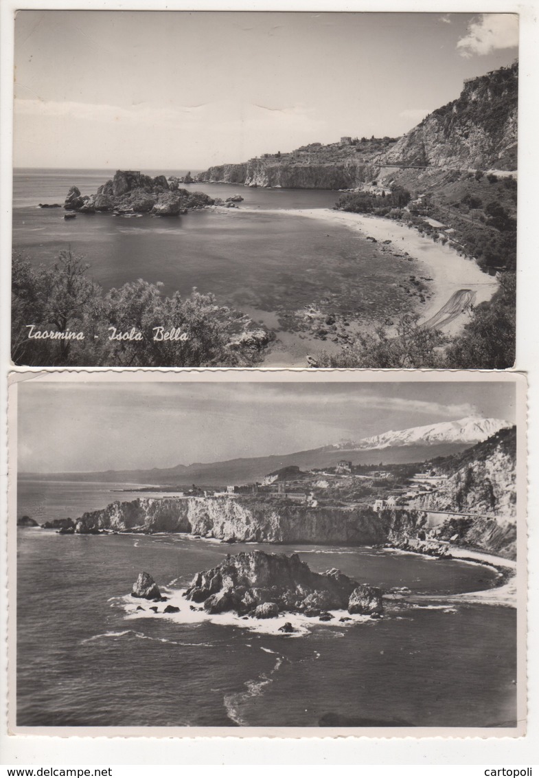 ^ TAORMINA MESSINA PANORAMA ISOLA BELLA 2 CARTOLINE 42 - Messina