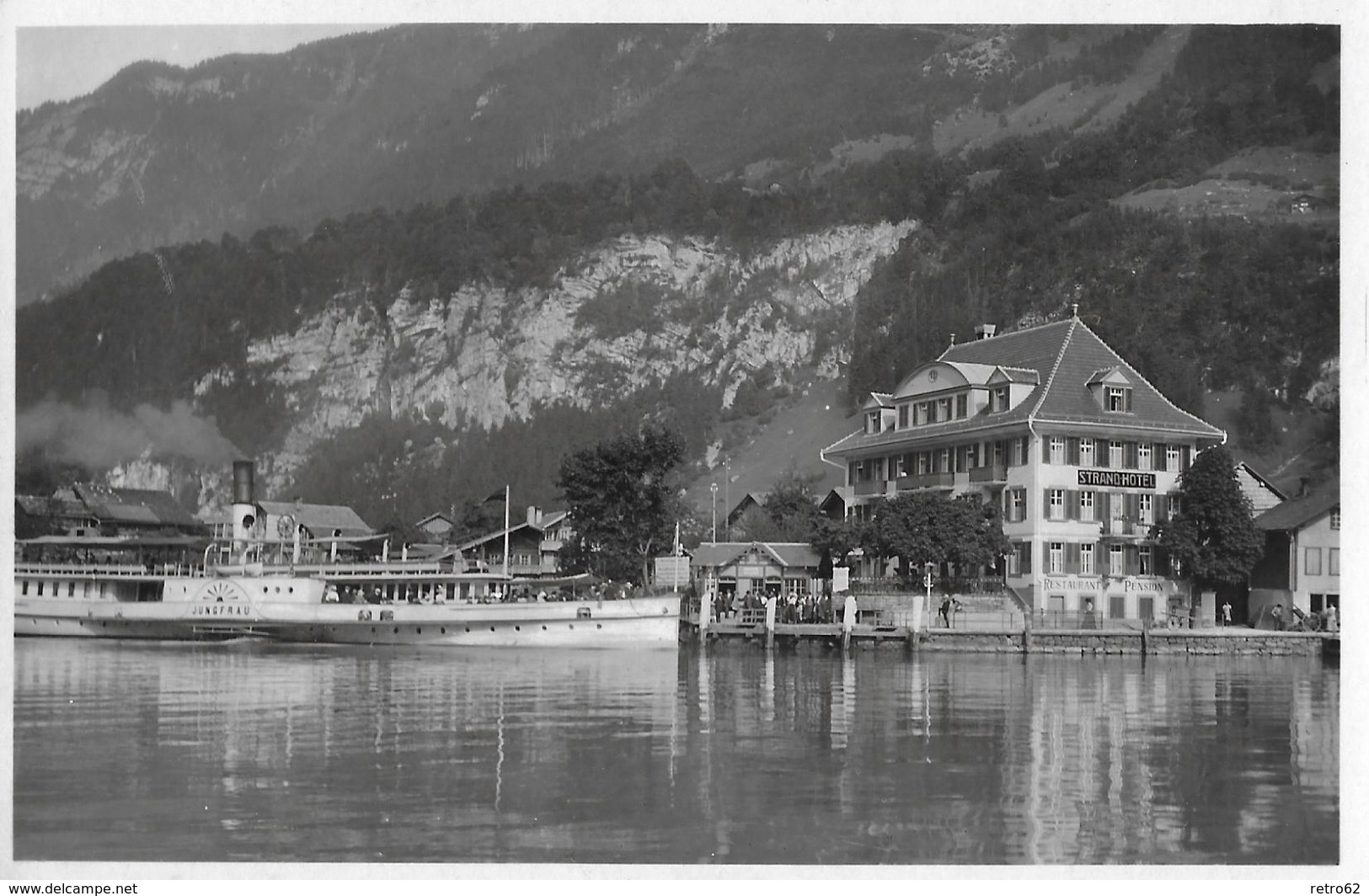 ISELTWALD → Strandhotel Mit Raddampfer "Jungfrau" Fotokarte Ca.1940 - Iseltwald