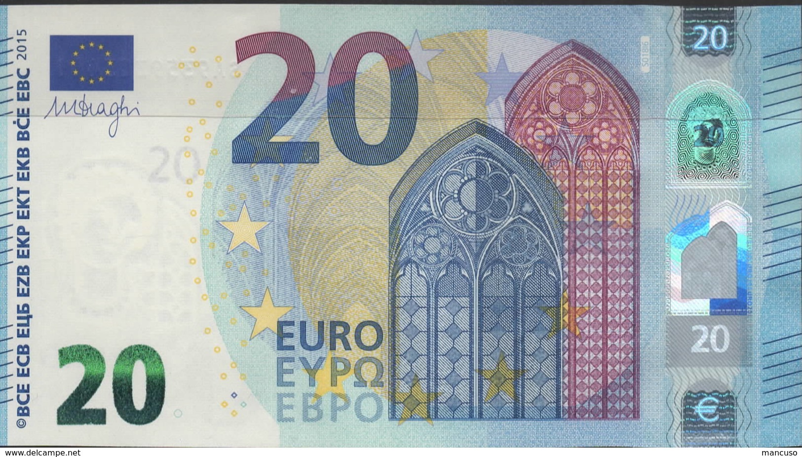 EURO 20  ITALIA SA S018 I6  "35" LAST POSITION  DRAGHI  UNC - 20 Euro