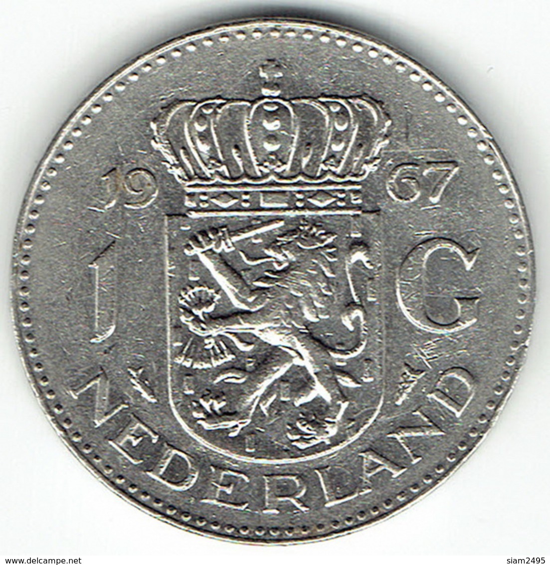 The Netherlands 1967, 1 Gulden, Nickel - 1948-1980 : Juliana