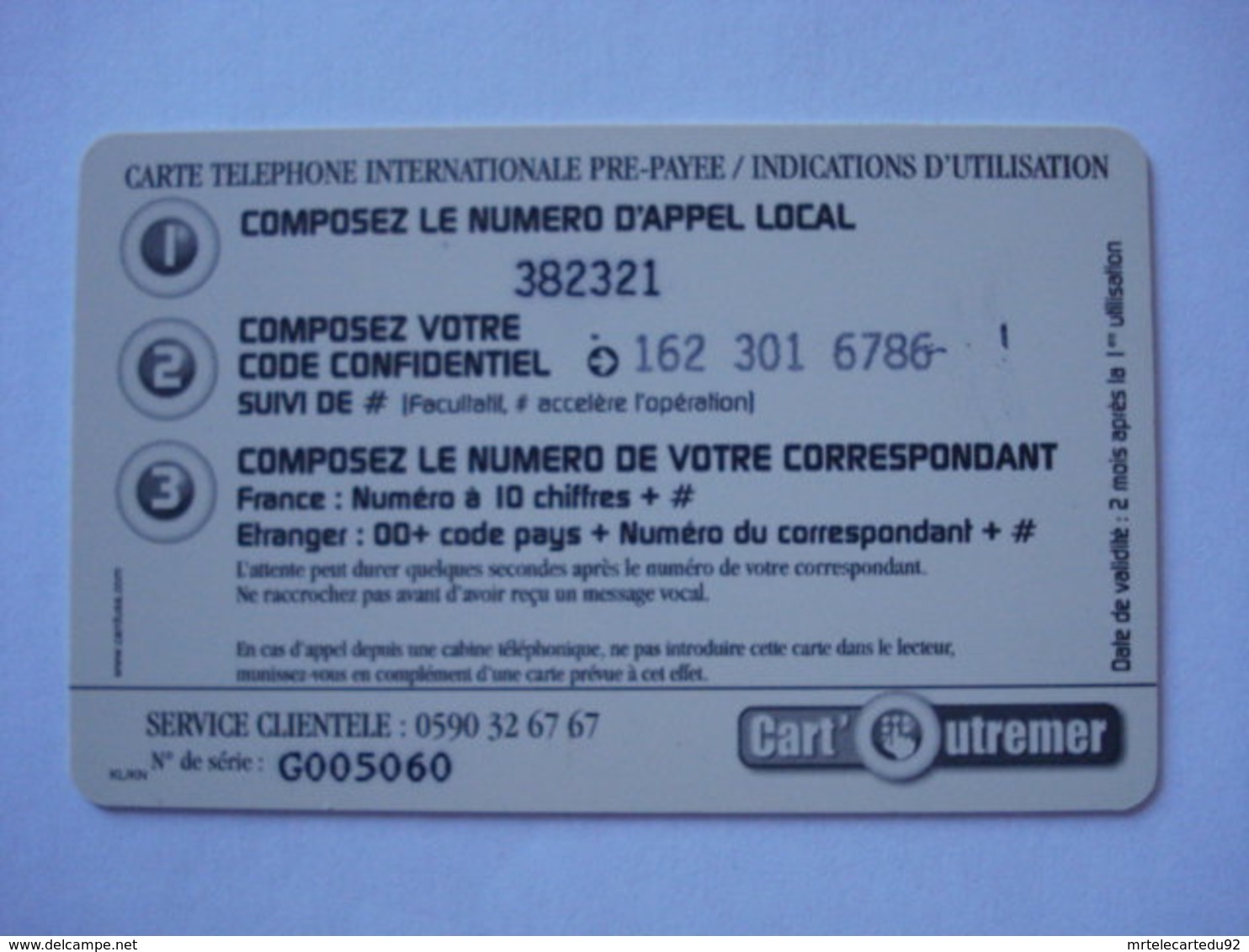 Carte Prépayée Française Des Iles " Cart'outremer " (utilisée Luxe). - Mobicartes (recharges)