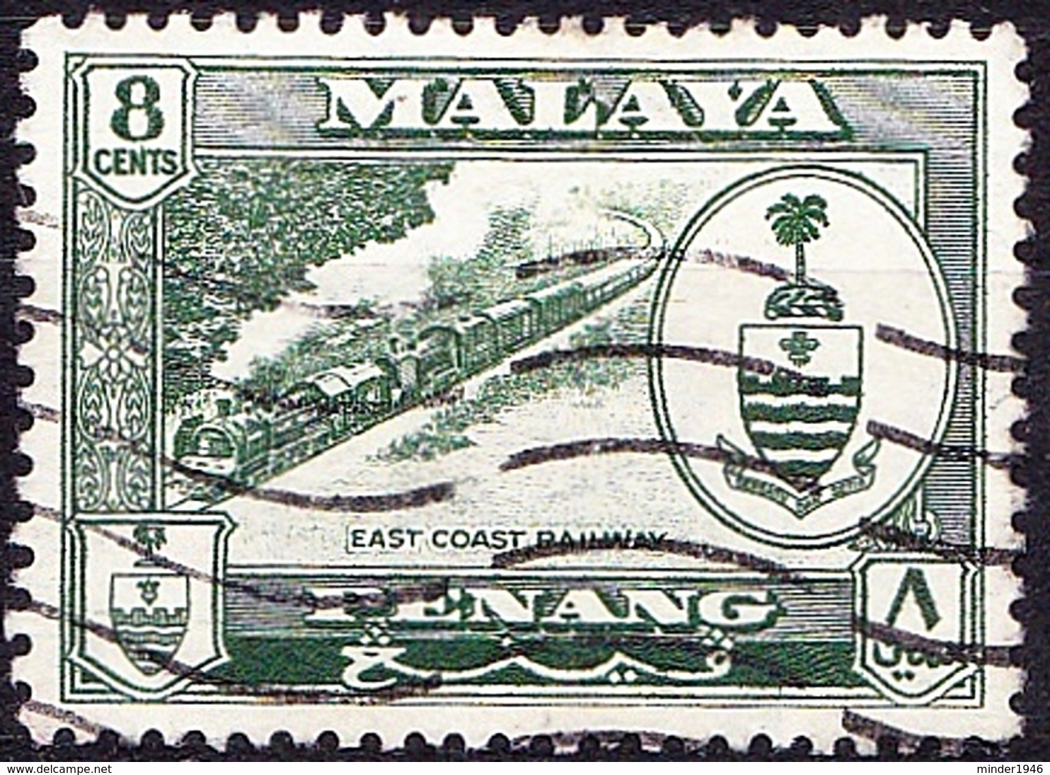 MALAYA PENANG 1960 8c Myrtle Green SG59 Fine Used - Penang