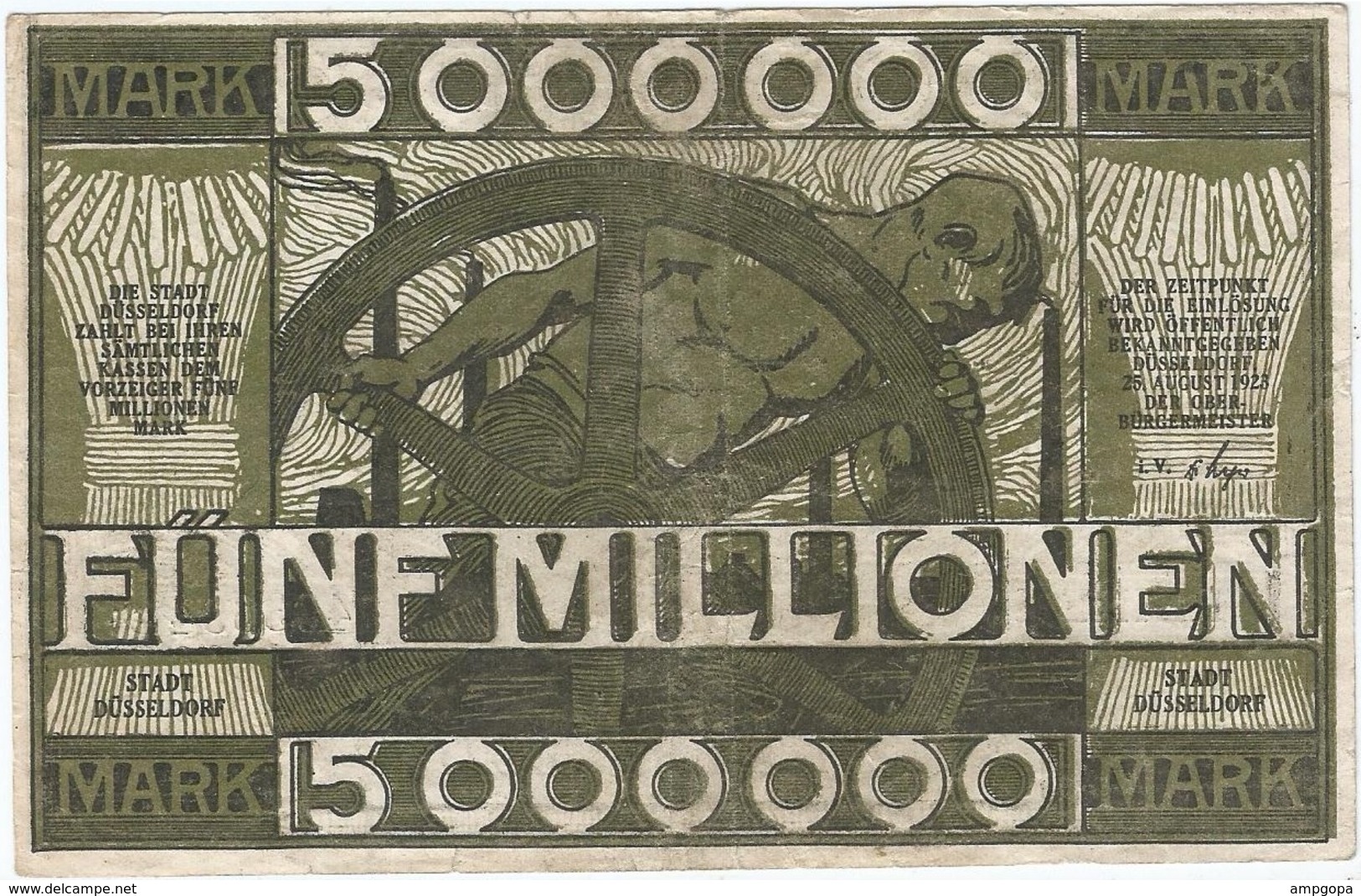 Alemania (NOTGELD) - Germany 5.000.000 Mark 21-8-1923 Dusseldorf Ref 3477-2 - [11] Emisiones Locales