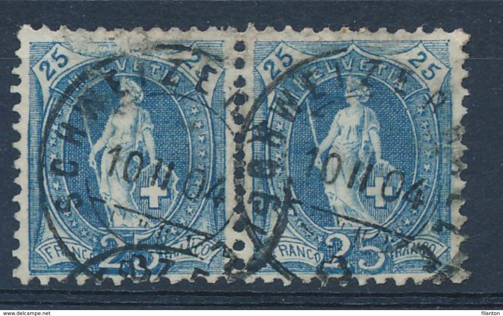 HELVETIA - Mi Nr 67 D (paar/paire) - Cachet  "SCHWEIZERHALLE" - (ref. 1478) - Used Stamps