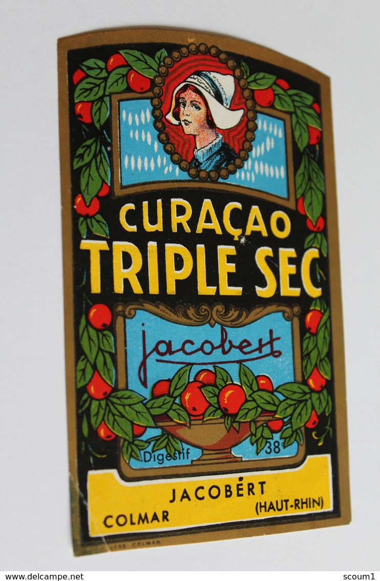 Etiquette Neuve Jamais Servie   JACOBERT  CURACAO TRIPLE SEC  DIGESTIF      Colmar - Altri & Non Classificati