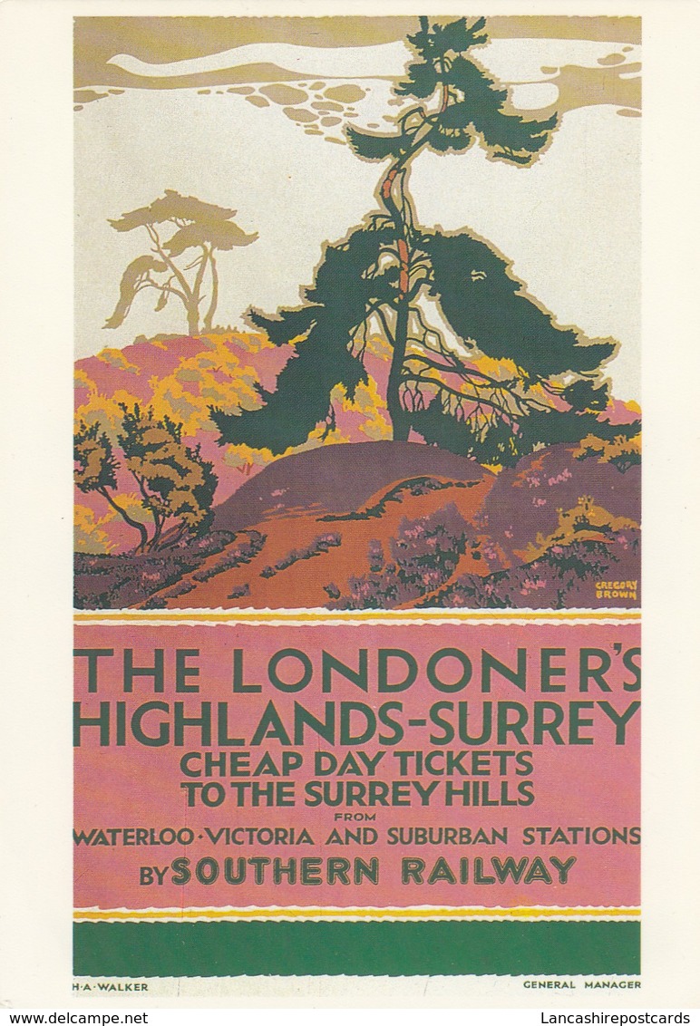 Postcard Advertising Poster Southern Railways Highland Surrey Artist Gregory Brown [ Reproduction ] My Ref  B23673 - Reclame