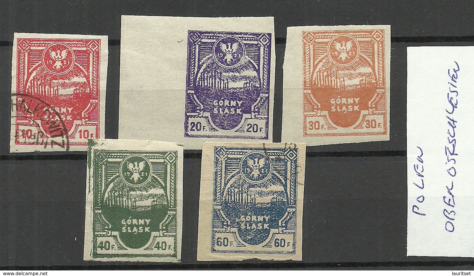 POLEN Poland 1921 Ostoberschlesien Gorny Slask = 5 Values From Michel 1- 7 B Insurgenten-Ausgabe MNH/o - Silesia