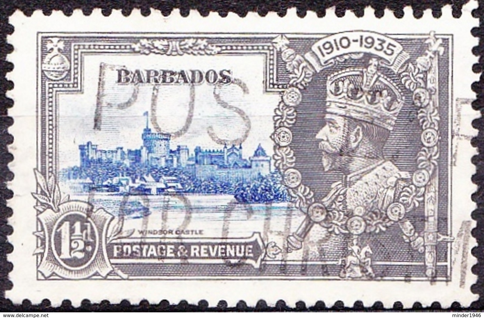 BARBADOS 1935 KGV 1½d Ultramarine & Grey 'Jubilee' SG242 FU - Barbados (...-1966)