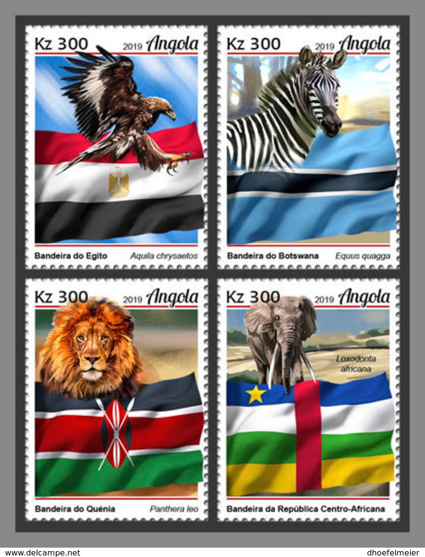 ANGOLA 2019 MNH African Flags Afrikanische Fahnen Drapeaux Africains 4v - OFFICIAL ISSUE - DH1924 - Francobolli