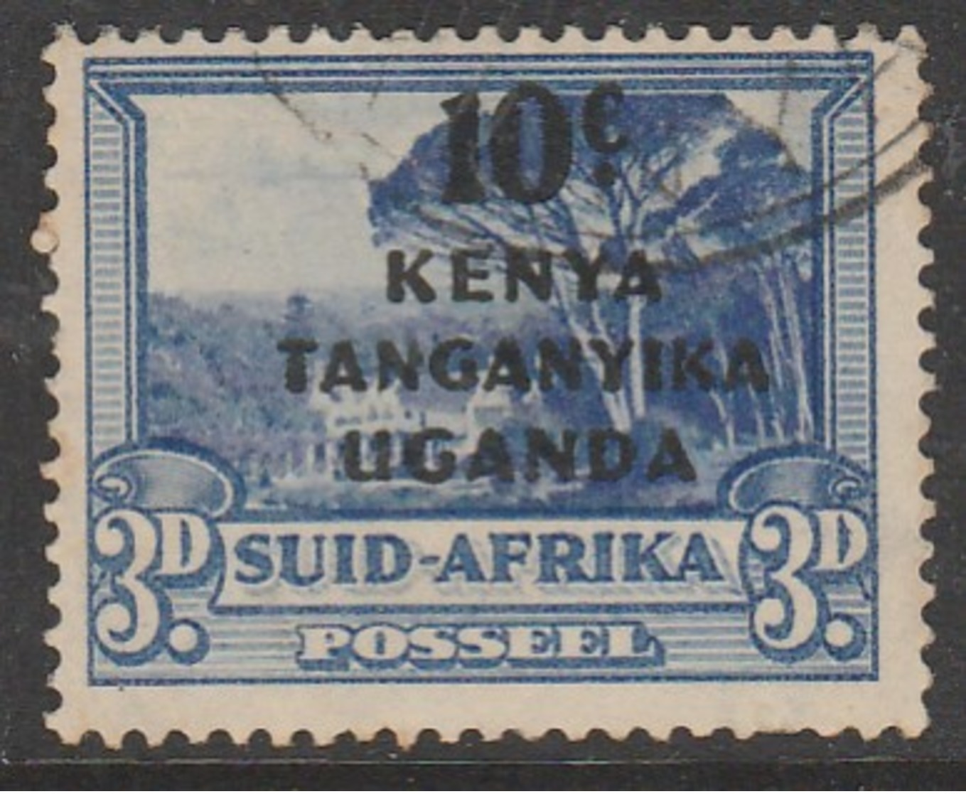 Kenya 1941 S Africa Overprinted "KENYA TANGANYIKA UGANDA" Surcharged Value 10 C Ultramarine SW 45 O Used - Kenya, Uganda & Tanganyika