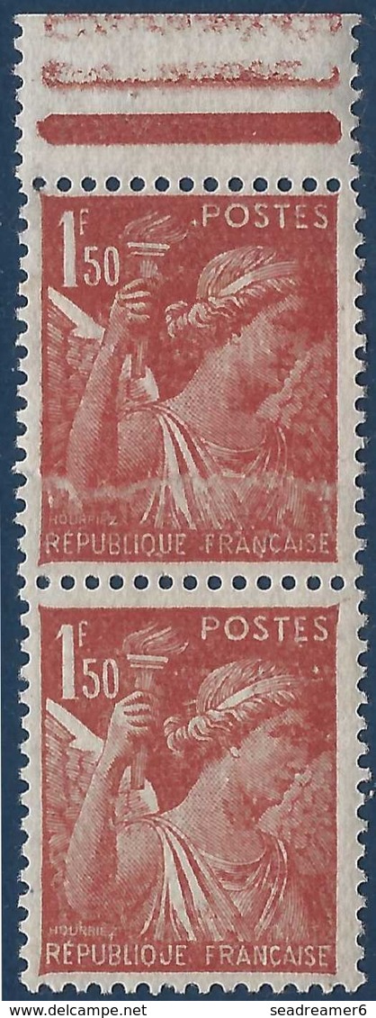 France N°652** 1fr 50 Brun Rouge En Paire Impression Sur Raccord  TTB - 1932-39 Vrede