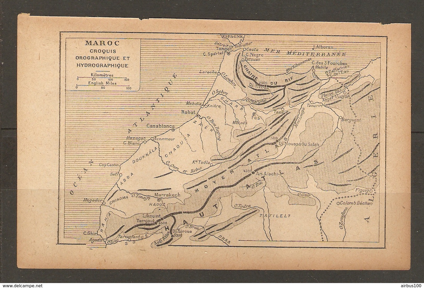 CARTE PLAN 1921 MAROC MOROCCO - PROTECTORAT FRANCAIS - CROQUIS OROGRAPHIQUE Et HYDROGRAPHIQUE MOYEN Et HAUT ATLAS - Mapas Topográficas