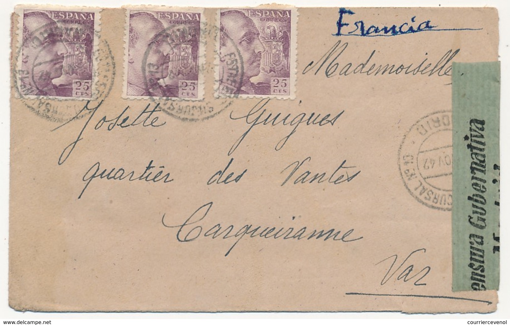 ESPAGNE - Enveloppe Censurée De Madrid, Bande "Censura Gubernativa Madrid" 1942 - Cartas & Documentos