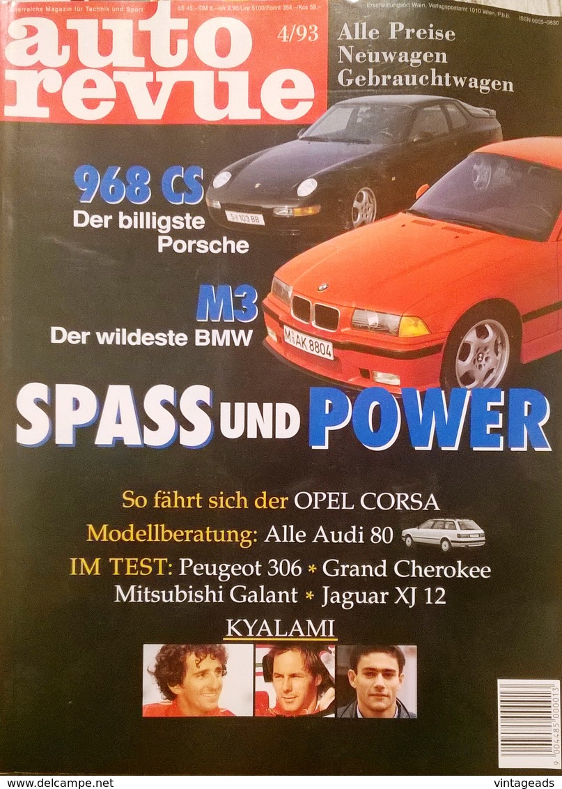 CA150 Autozeitschrift Auto Revue, Nr. 4/1993, Porsche 968 CS, Audi 80, Jaguar XJ 12, Neuwertig - Automobile & Transport