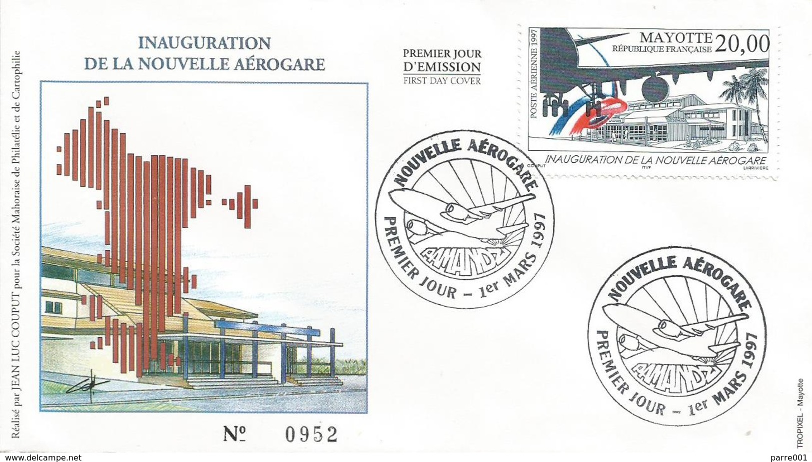 Mayotte 1997 Amandzi Inauguration Airport FDC Cover - Cartas & Documentos