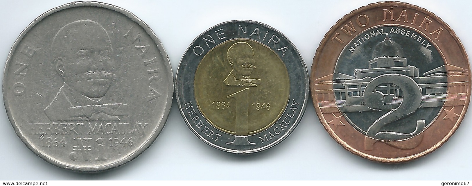 Nigeria - 1 Naira - 1991 (KM14) & 2006 - Herbert Macauley (KM18); 2 Naira - 2006 - KM19 - Nigeria