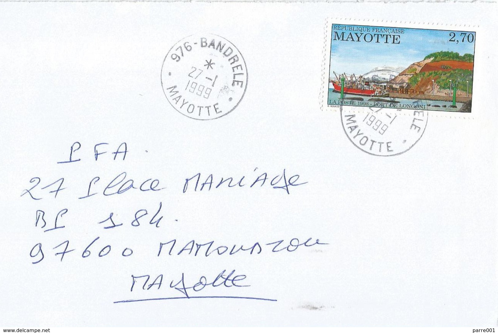 Mayotte 1999 Bandrele Harbour Longoni Domestic Cover - Brieven En Documenten