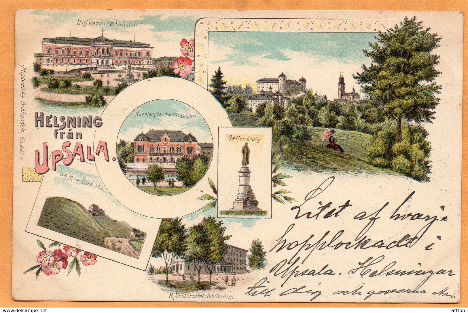 Helsning Fran Upsala Sweden 1898 Postcard - Sweden