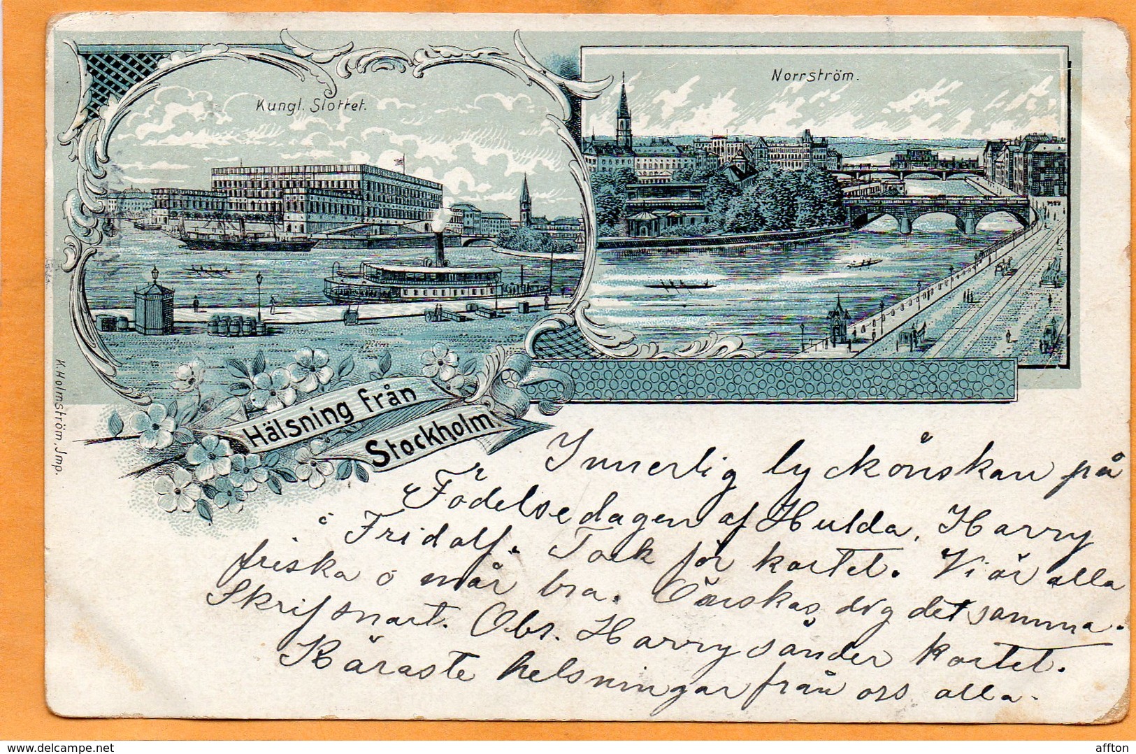 Halsning Fran Stockholm Sweden 1898 Postcard - Sweden