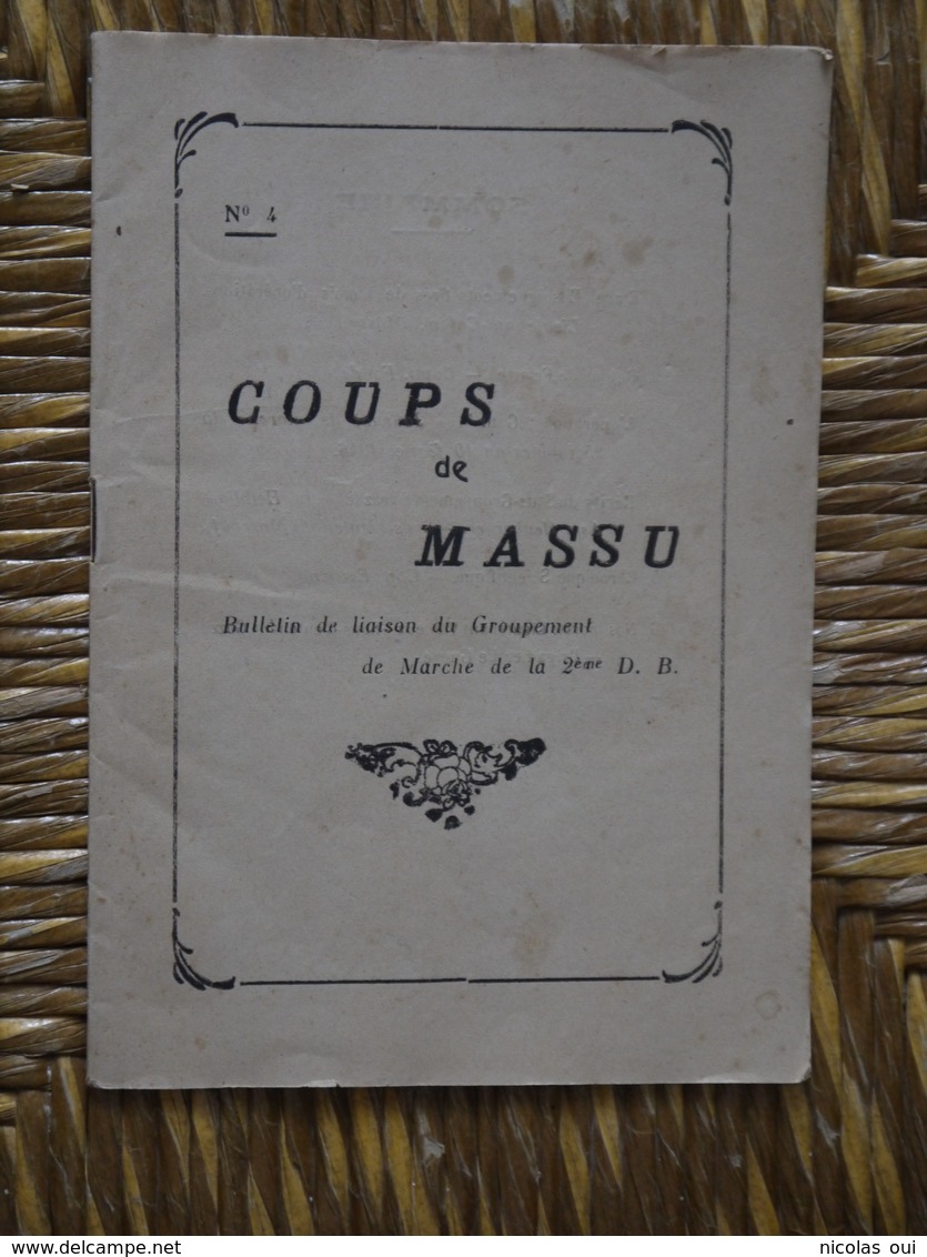 COUPS DE MASSU  N° 4 INDOCHINE BULLETIN DE LIAISON  DE LA 2 E D B  D.B  SAIGON  2 ME - Histoire