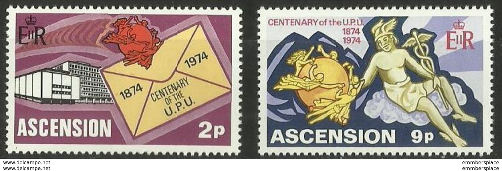 Ascension - 1974 UPU Anniversary Set Of 2 MNH **     SG 180-1   Sc 179-80 - Ascension (Ile De L')