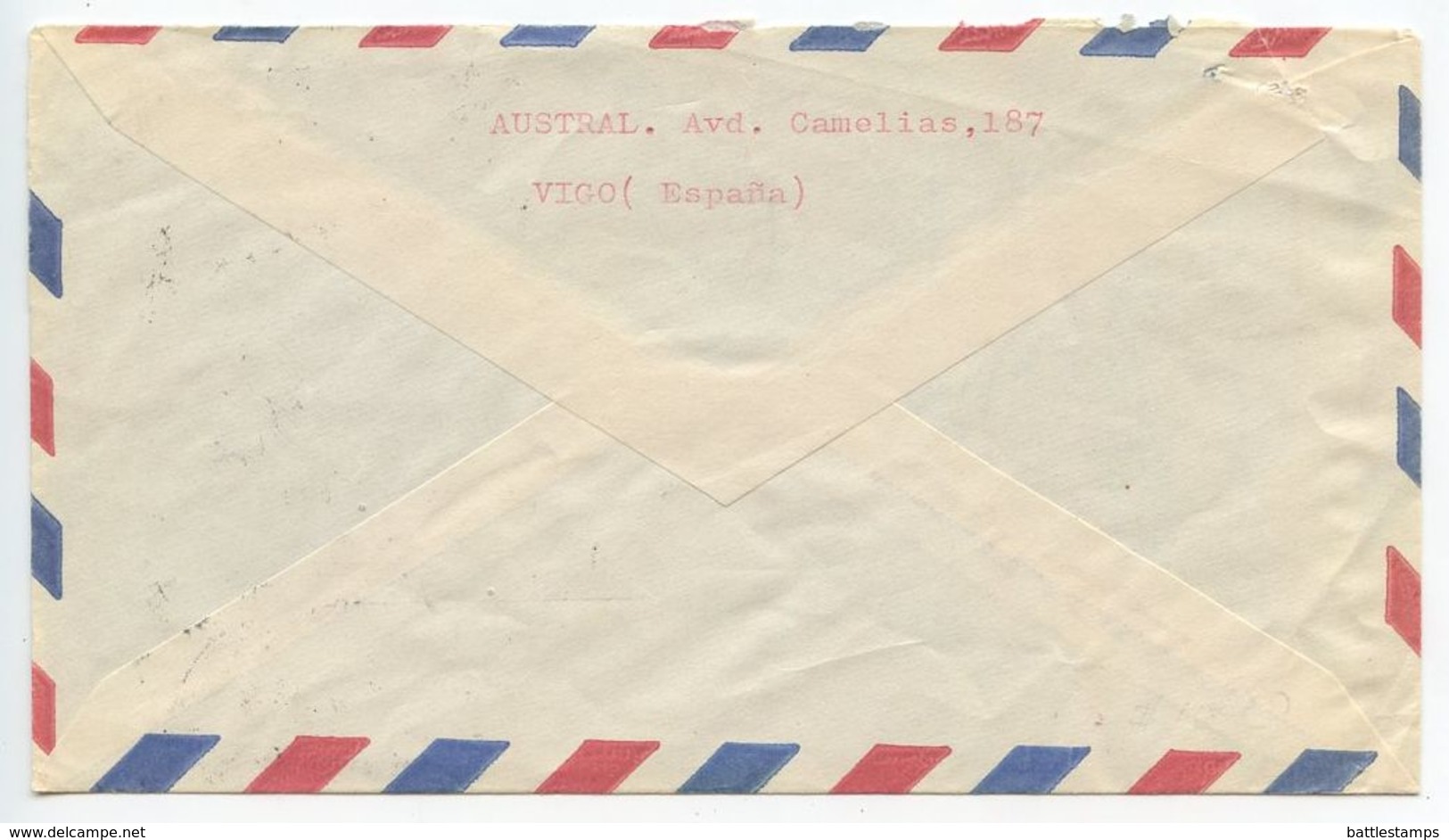 Spain 1968 Airmail Cover Vigo To Camden Maine, Sucursal No. 5 Postmark - Lettres & Documents