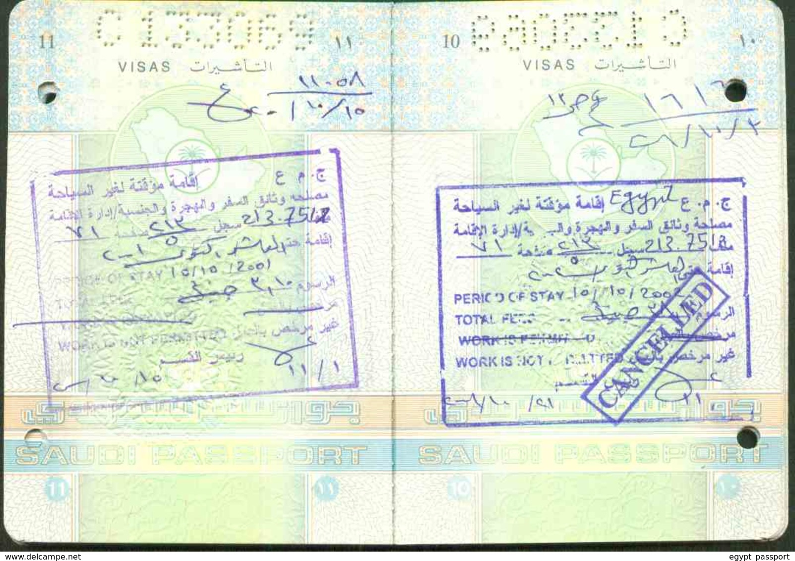 Saudi Arabia Expired Passport Issue 2000 - Cancelled By Two Punching Holes Through The Passport - Condition As In Scan - Documenti Storici