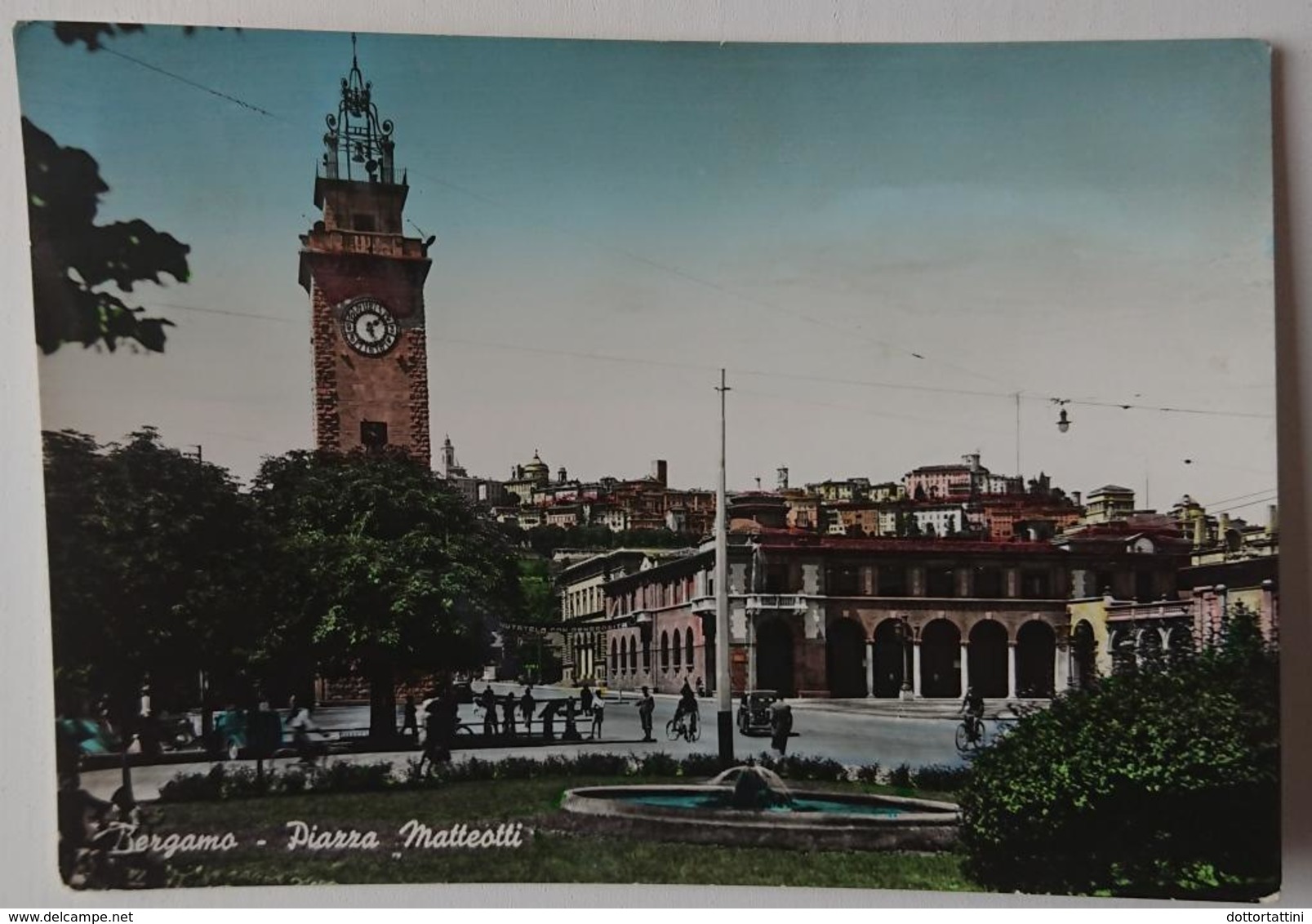 BERGAMO - PIAZZA MATTEOTTI - Animata - B/N Colorato - Vg 1954 L2 - Bergamo