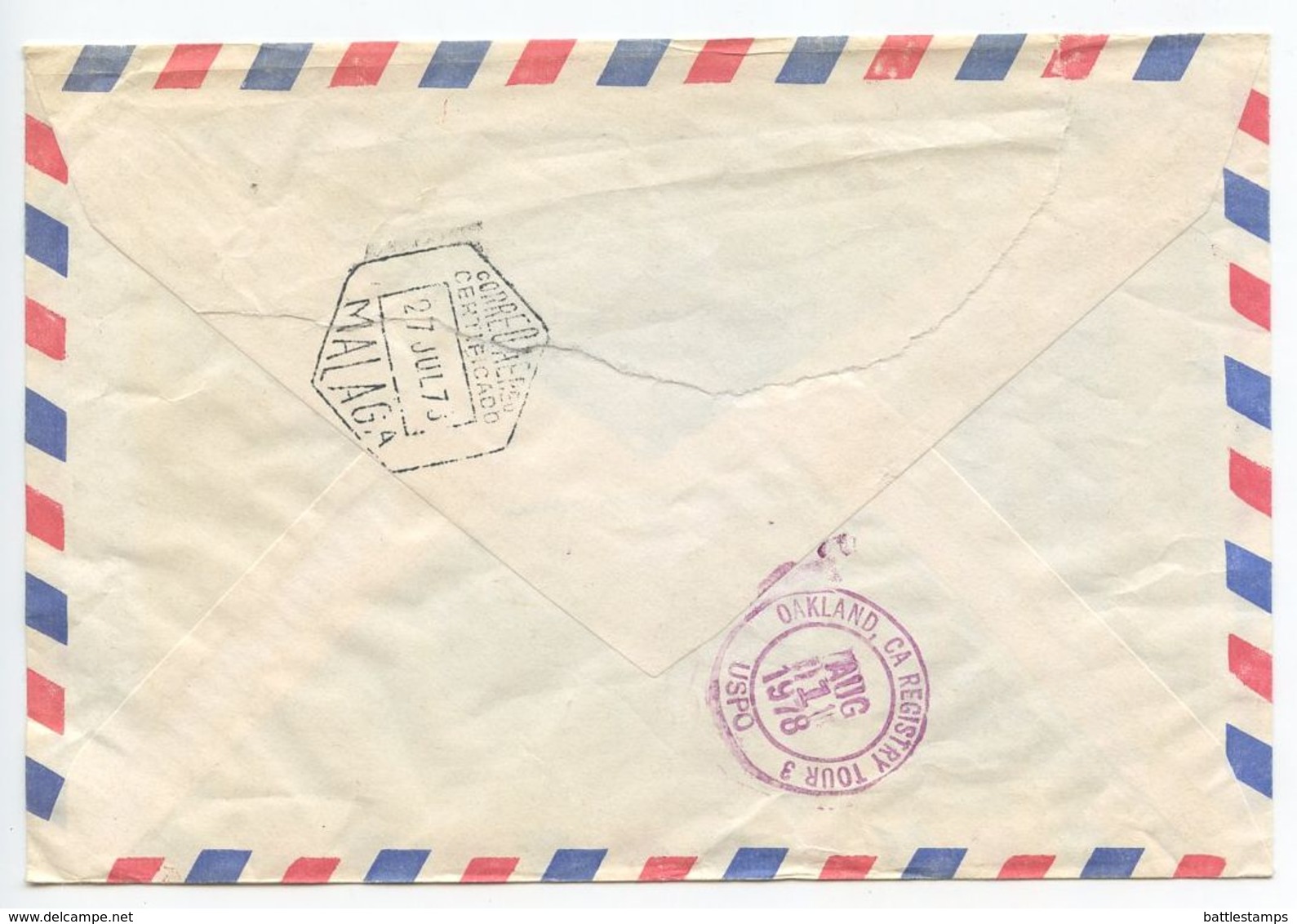 Spain 1978 Registered Airmail Cover Fuengirola, Malaga To Berkeley, California - Lettres & Documents