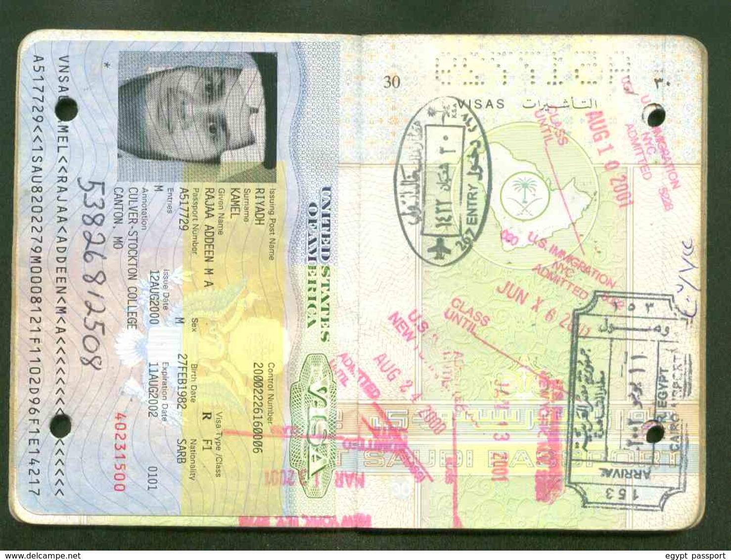 Saudi Arabia expired passport issue 1997 - Cancelled by Two punching holes through the passport - Condition as in Scan