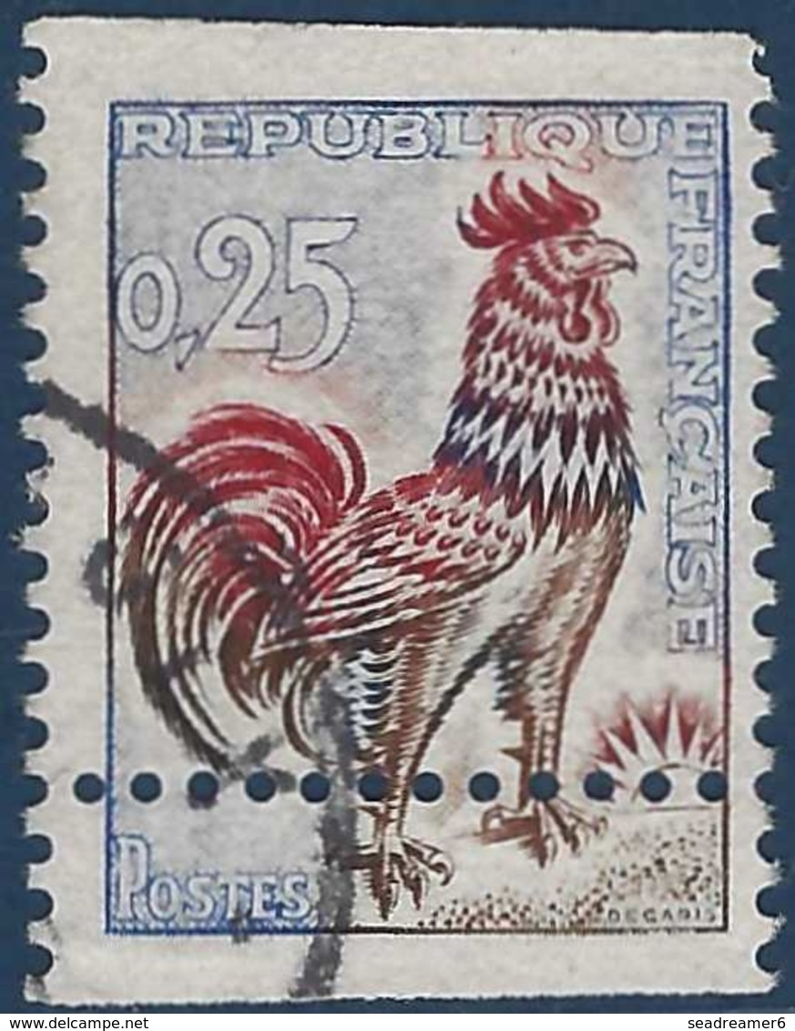 France Coq De Decaris N°1331 Variété De Piquage Décalé Superbe Signé Calves - Usados